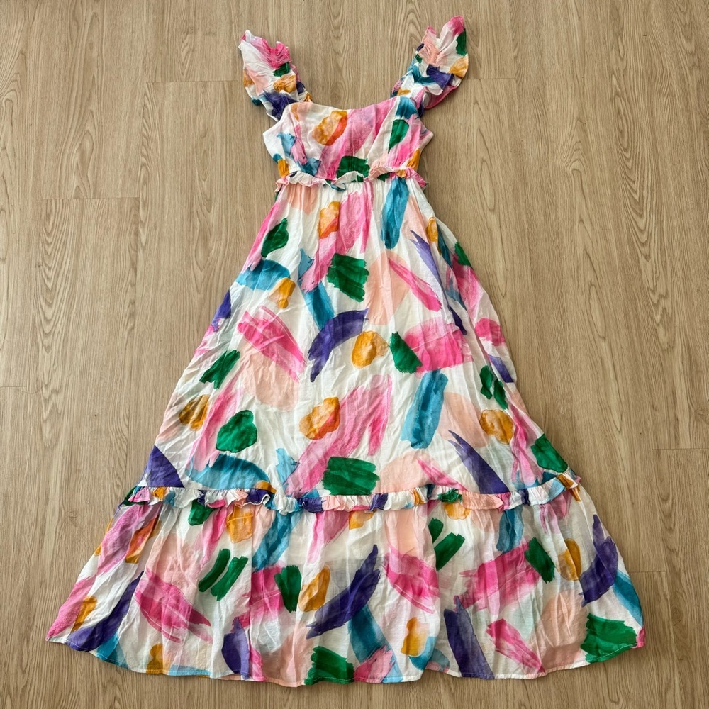 Pinkblush watercolor multicolor midi dress nwot - Picture 5 of 5